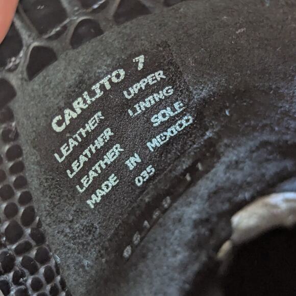 FREEBIRD by Steven Carlito Snake Black Leather Boots Snakeskin Embossed Bootie - Picture 7 of 8